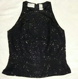 Blacktie Oleg Cassini silk beaded racerback